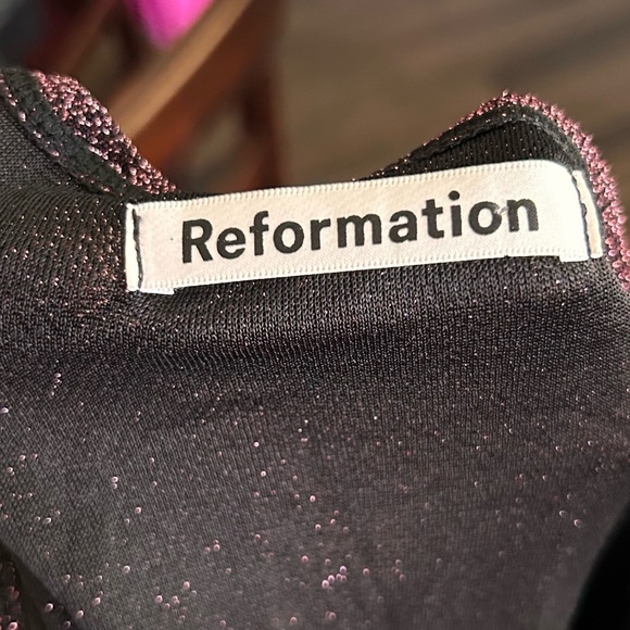 Reformation Riley Long Sleeve Mini Dress in Purple Metallic Sz L - Picture 8 of 9